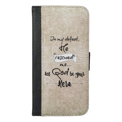 Rustic Damask with God Quote iPhone 6/6S Plus Wallet Case