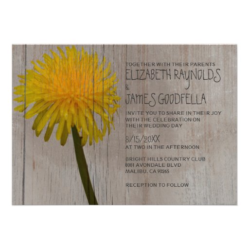 Rustic Dandelion Wedding Invitations