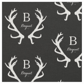 Rustic Deer Antlers Monogram, Choose Your Color Fabric