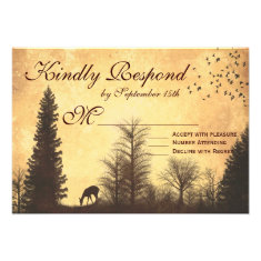 Rustic Deer in Trees Country Wedding RSVP Cards