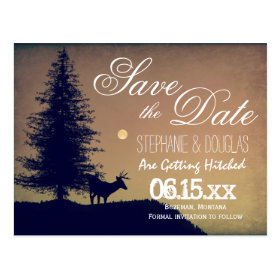 Rustic Deer Tree Country Save the Date Postcards