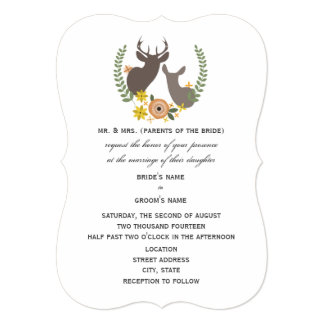 Rustic Deer Wedding - Orange Floral Card