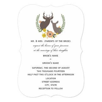 Rustic Deer Wedding - Orange Floral Custom Invites