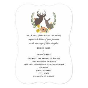 Rustic Deer Wedding - Orange Floral 5x7 Paper Invitation Card
