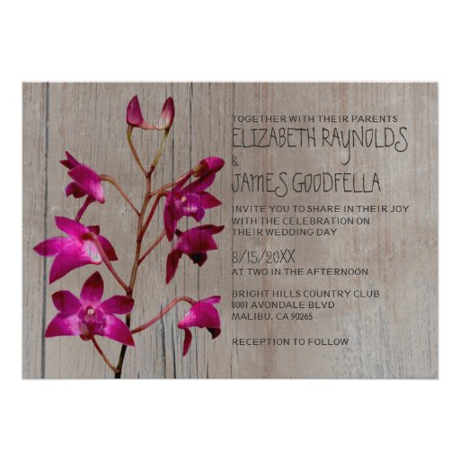 Rustic Dendrobium Orchid Wedding Invitations