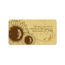 Rustic distressed sunflower wedding address label
