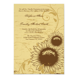 Rustic distressed sunflower wedding invite