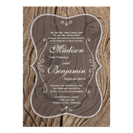 Rustic Distressed Wood Country Wedding Invitations