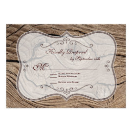 Rustic Distressed Wood Country Wedding RSVP Cards