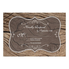 Rustic Distressed Wood Country Wedding RSVP Cards