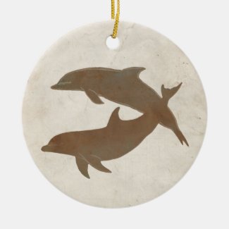 Rustic Dolphins Beach Wedding Christmas Ornaments