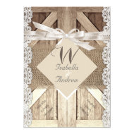 Rustic Door Wedding Lace Wood Burlap Writing 2a 5" X 7" Invitation Card