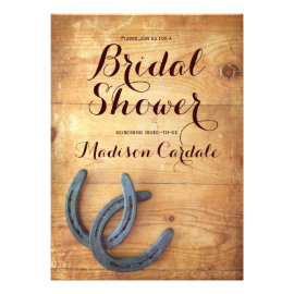Rustic Double Horseshoes Bridal Shower Invitations Custom Announcement