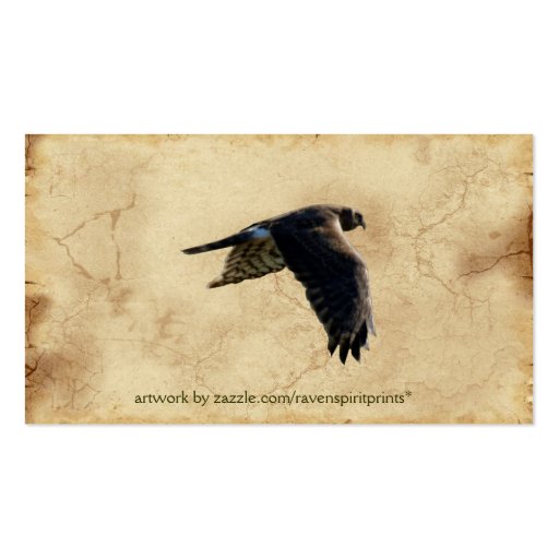 Rustic Earth Peregrine Falcon Business Cards (back side)