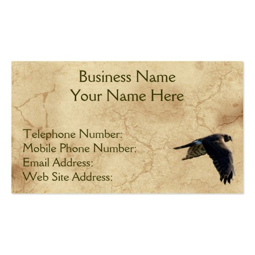 Rustic Earth Peregrine Falcon Business Cards (front side)
