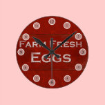 Rustic Eggs Sign Wall Clock wall clocks