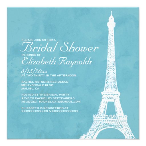 Rustic Eiffel Tower Bridal Shower Invitations
