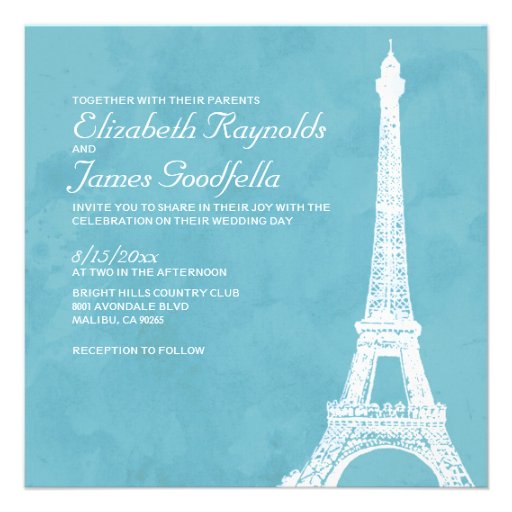 Rustic Eiffel Tower Wedding Invitations