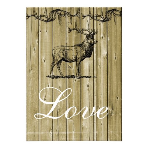 Rustic Elk Wildlife Hunting Wedding Invitations