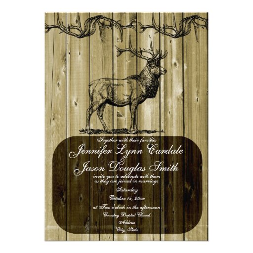 Rustic Elk Wildlife Hunting Wedding Invitations