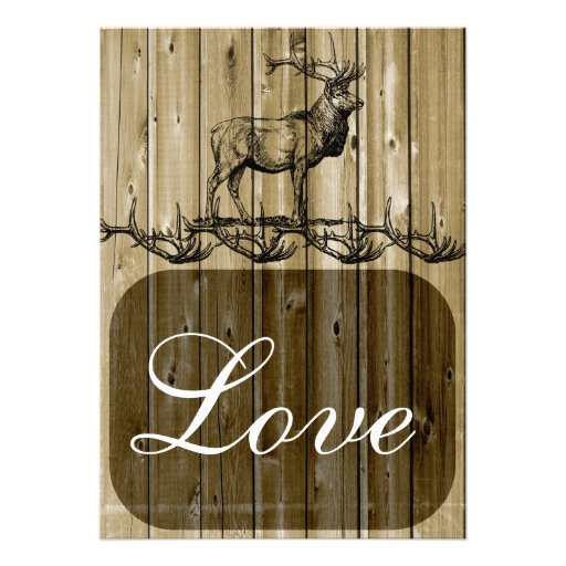 Rustic Elk Wildlife Hunting Wedding Invitations