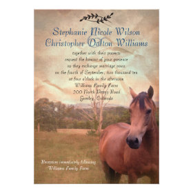 Rustic Equestrian Wedding Invitation - Blue Back