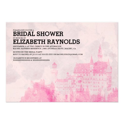 Rustic Fairytale Castle Bridal Shower Invitations