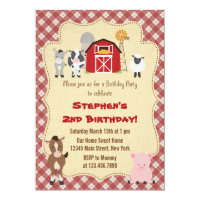 Rustic Farm Animal Birthday Party Invitation