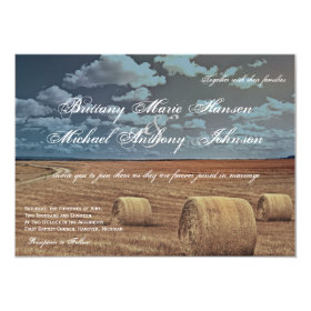 Rustic Farm Hay Field Country Wedding Invitations