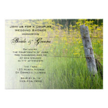 Rustic Fence Post Country Couples Wedding Shower Custom Invite