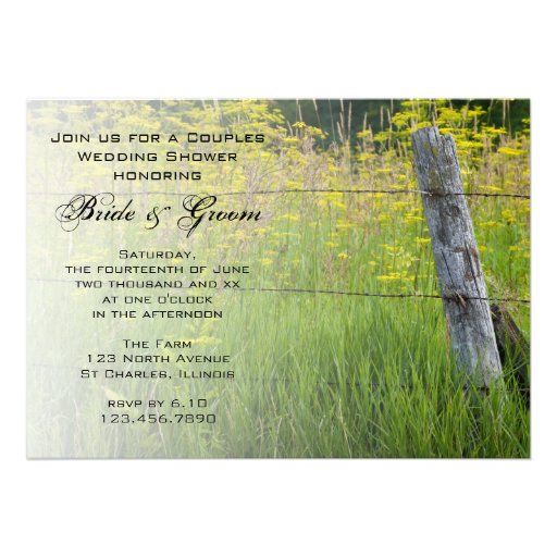 Rustic Fence Post Country Couples Wedding Shower Custom Invite