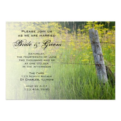 Rustic Fence Post Country Wedding Invitation