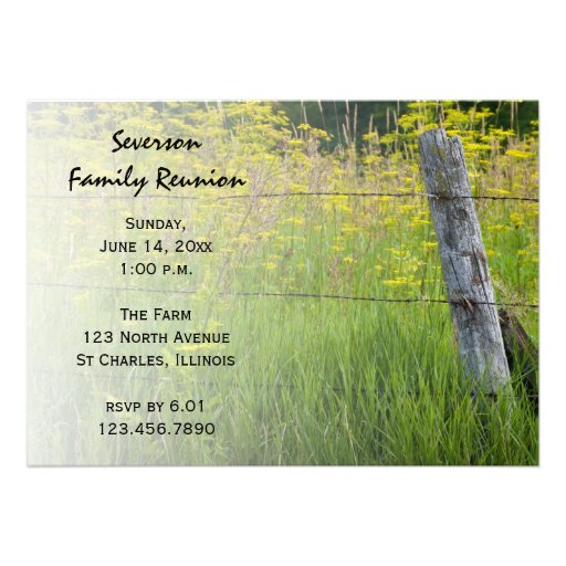 Rustic Fence Post Family Reunion Invitation (front side)