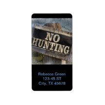 Rustic Fence Post No Hunting Sign Address Label
