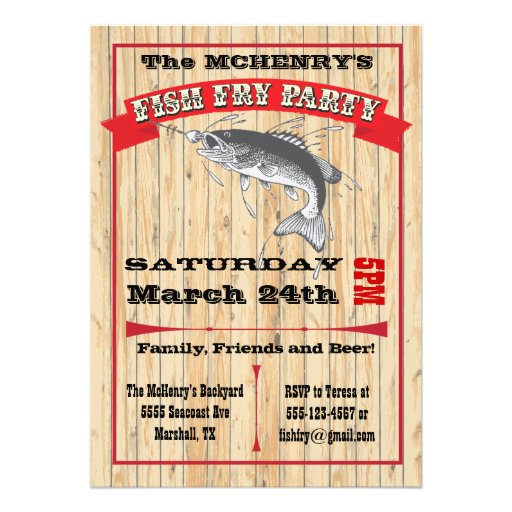 Rustic Fish Fry Party Poster Invitations