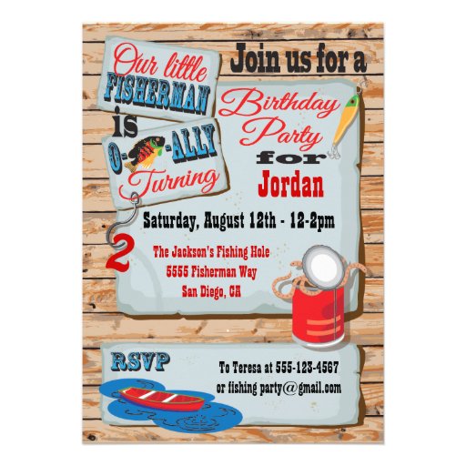 Rustic Fishing Birthday Party Invitations