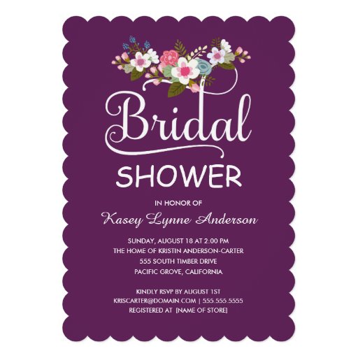 Rustic Floral Bouquet Bridal Shower - Purple Personalized Invite