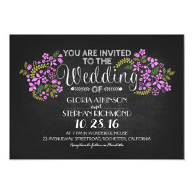 rustic floral chalkboard wedding invitations 5
