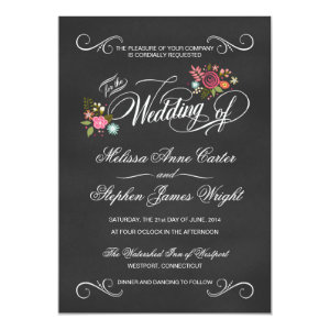 Rustic Floral Chalkboard Wedding Invitations 5