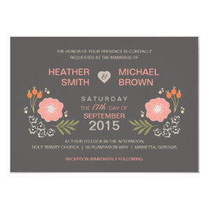 Rustic Floral Formal Style Wedding Invitations 4.5