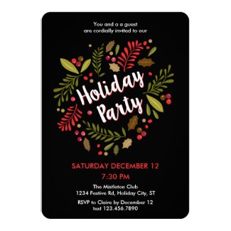 Rustic Floral Holiday Party Invitation