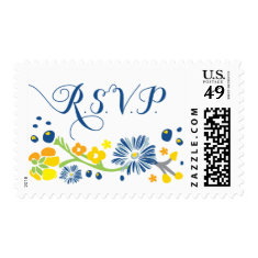 Rustic Floral Wedding R S V P stamp