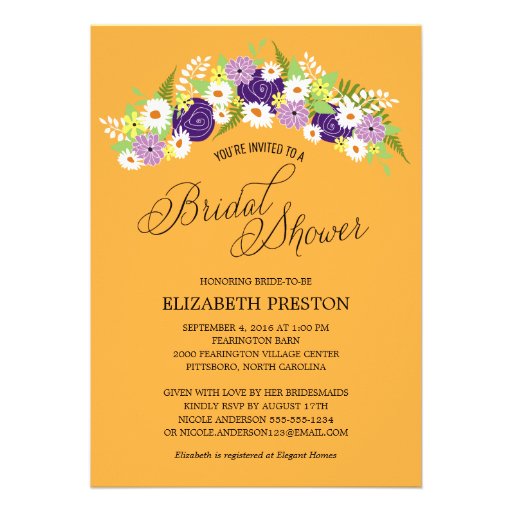 Rustic Floral Wreath Bridal Shower Custom Invitations