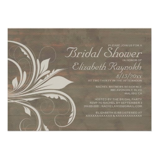 Rustic Flourish Bridal Shower Invitations