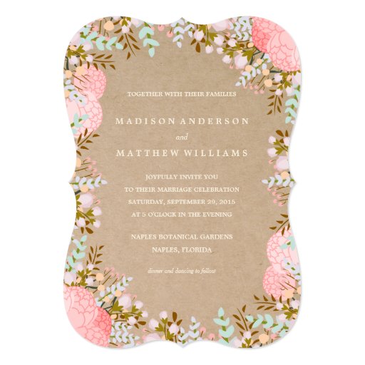 Rustic Flowers Border | Wedding Invitation | Zazzle