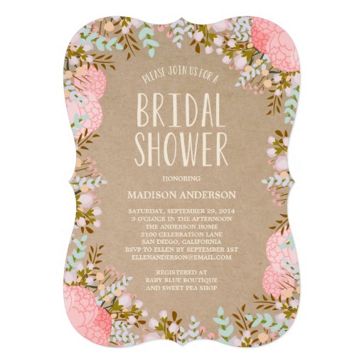 Rustic Flowers | Bridal Shower Invitation (front side)