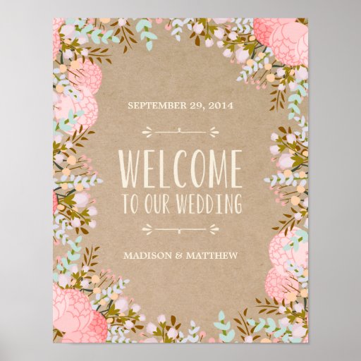 Rustic Flowers | Wedding Reception Sign Poster | Zazzle