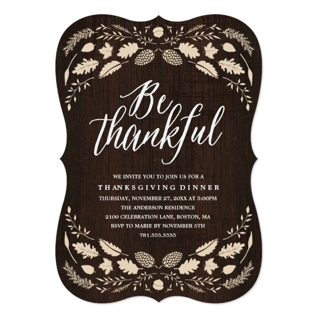 Rustic Foliage | Thanksgiving Dinner Invitation (front side)