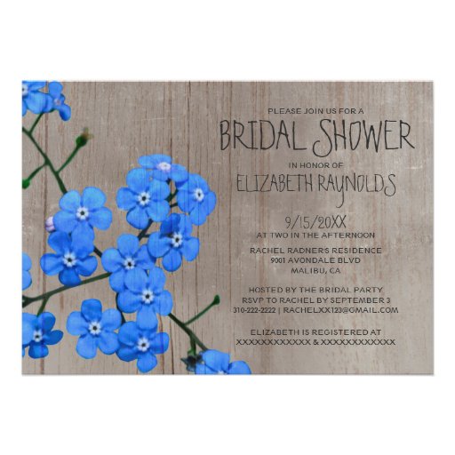 Rustic Forget-Me-Not Bridal Shower Invitations