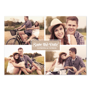 Rustic Four Photo Frame Save the Date Announcement